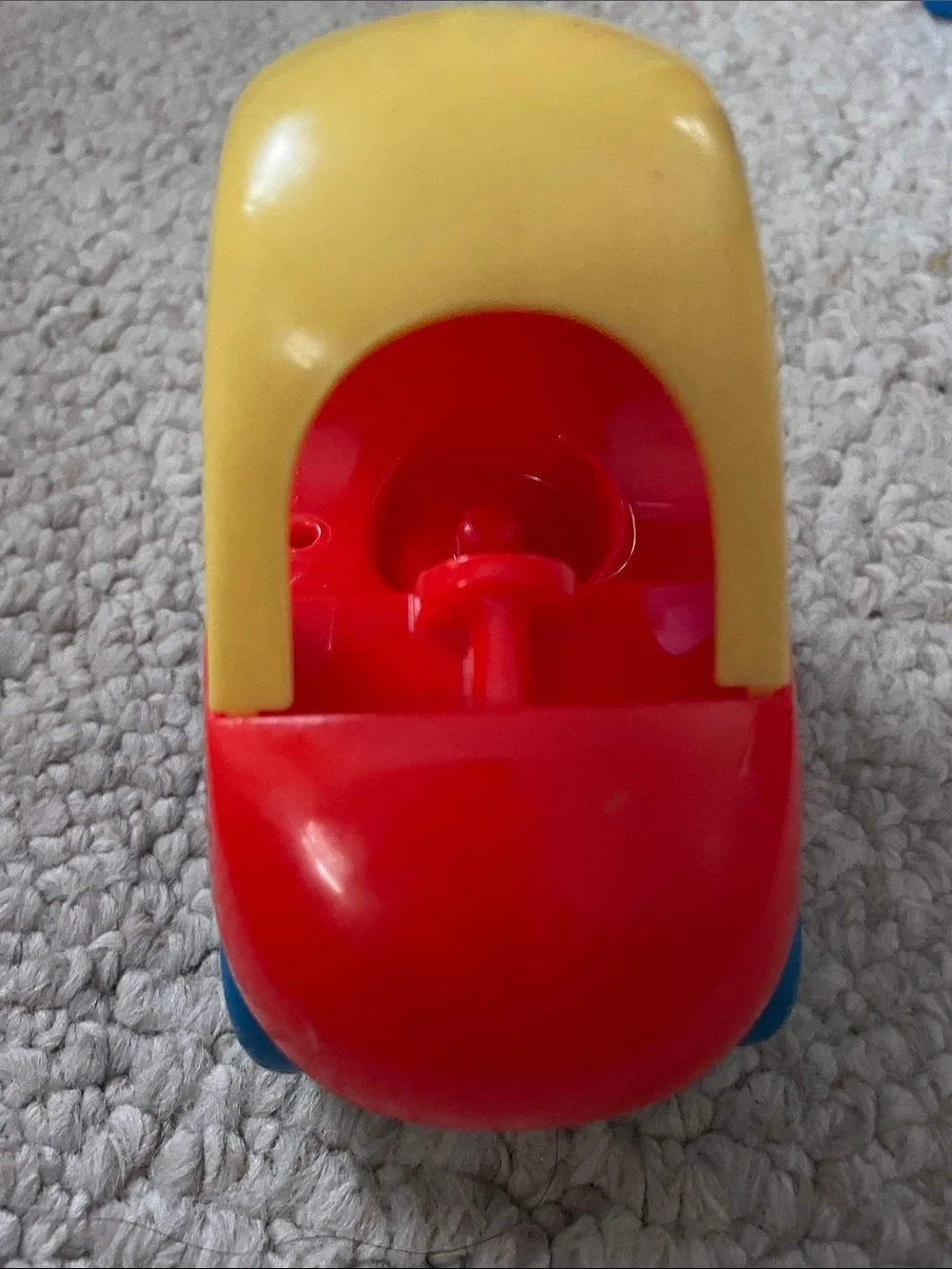 Vintage Little tikes Red and Yellow Toddler Push Car Toy with Blue Wheels